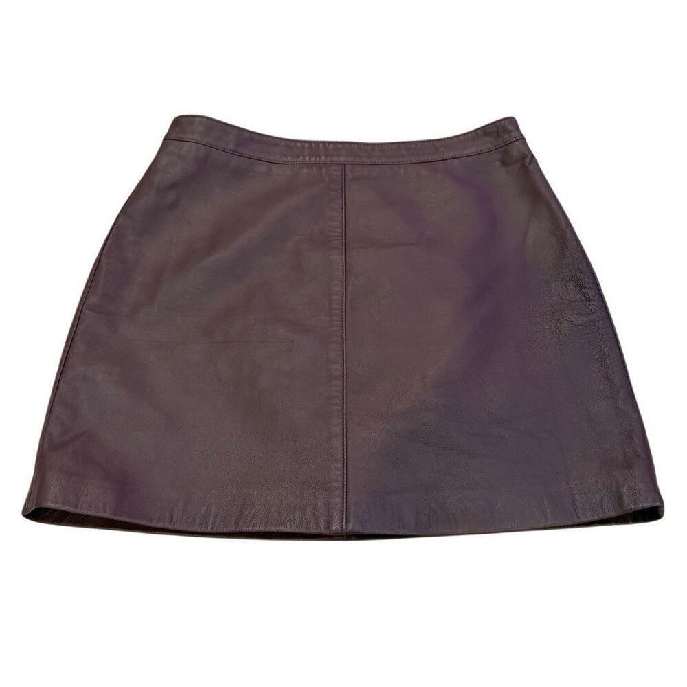 Ena Pelly Womens 100% Leather Mini Skirt Size 10 Burgundy